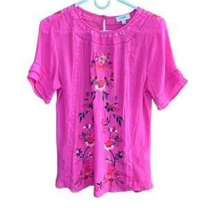 Umgee Floral Embroidered Top